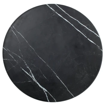 American Metalcraft MB21 21 1/2" x 1 1/8" Round Melamine Serving Board - Faux Black Marble