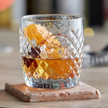 Anchor Hocking 13398FS Cross-Hatch 10 oz. Rocks / Old Fashioned Glass   - 12/Case