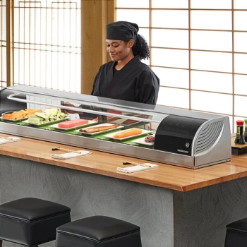 Hoshizaki HNC-150BA-R-SLH Curved Glass Refrigerated Sushi Display Case 59" - Right Side Compressor