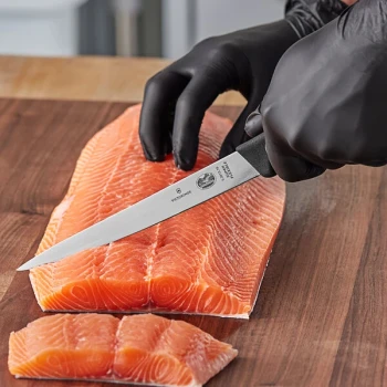 Victorinox 7" Straight Flexible Fillet Knife with Black Fibrox Handle 5.3813.18-X1