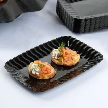 Fineline Flairware 257-BK Black 5" x 7" Plastic Snack Tray - 252/Case