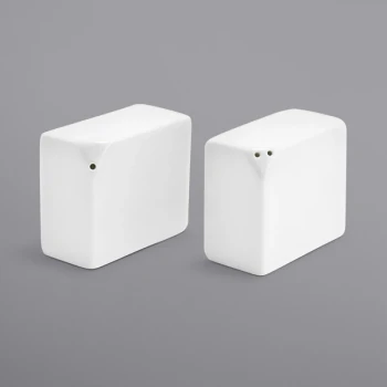 Front of the House 4.5 oz. White Porcelain Rectangular Salt and Pepper Shaker Set - 12/Case