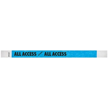 Carnival King Neon Blue "ALL ACCESS" Disposable Wristband 3/4" x 10" - 500/Bag