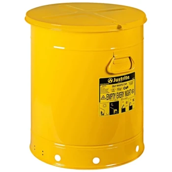 Justrite 21 Gallon Yellow Oily Waste Can