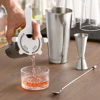 Acopa 4-Piece 16 oz. Silver Cocktail Shaker Kit