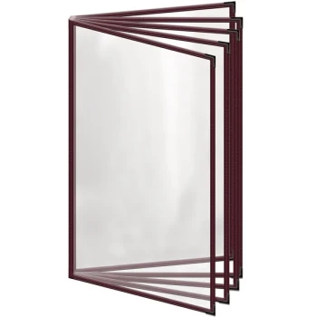H. Risch, Inc. TE-10V Deluxe Sewn 8 1/2" x 14" Maroon 10 View Vinyl Menu Cover with Black Smooth Corners and Gloss Finish
