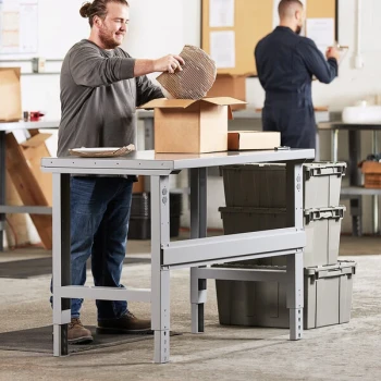 Lavex 30" x 48" Adjustable Height Workbench With Square Edge Steel Top