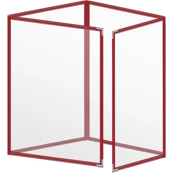 H. Risch, Inc. TETQ Deluxe Sewn 8 1/2" x 11" Red 8 View Foldout Vinyl Menu Cover with Silver Smooth Corners and Matte Finish