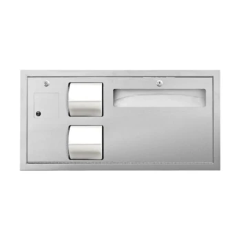 American Specialties, Inc. Traditional 10-0487-L Recessed ADA Toilet Seat Cover / Toilet Tissue Dispenser with Disposal Bin