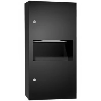 American Specialties, Inc. Simplicity 10-64623-9-41PC Matte Black Surface-Mounted Paper Towel Dispenser with 2.2 Gallon Waste Receptacle