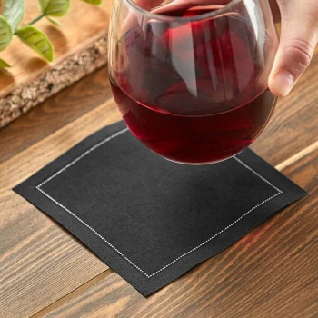 Choice 4 5/16 inch x 4 5/16 inch Customizable Black Single-Use Cotton Beverage Napkin - 1,200/Case