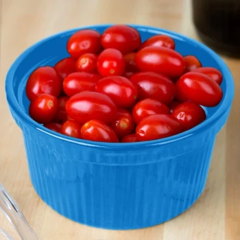 TableCraft CW1620SBL 1 Qt. Sky Blue Cast Aluminum Souffle Bowl with Ridges