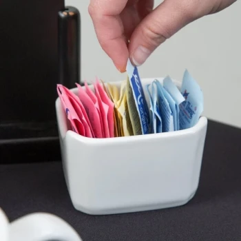 Tuxton BWQ-034 3 1/2" White China Sugar Packet Holder / Caddy - 12/Case