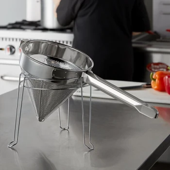 Choice 8" Fine China Cap Strainer and Stand Set