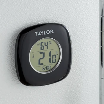 Taylor 1745BK 4" Digital Indoor Thermometer and Hygrometer with Clock
