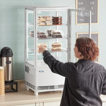 Avantco GSM-3-2-HC White Glass Sided Pass-Through Countertop Display Refrigerator