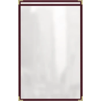 H. Risch, Inc. TES Deluxe Sewn 11" x 17" Maroon 2 View Vinyl Menu Cover with Gold Smooth Corners and Gloss Finish