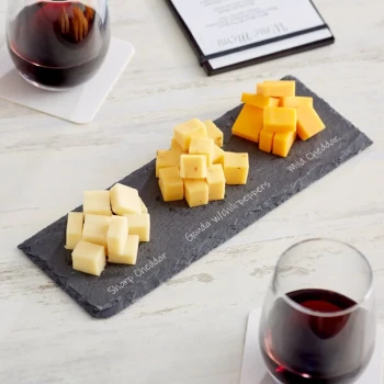 Acopa 11 1/2" x 4" Rectangular Black Slate Tray with Soapstone Chalk - 24/Case