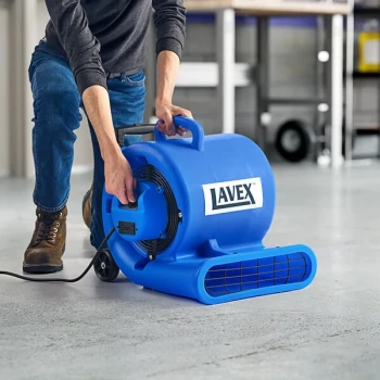 Lavex 3-Speed Compact Air Mover with Telescoping Handle, Wheels, and GFCI Power Outlets - 3/4 hp, 1,400 CFM