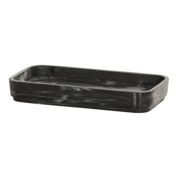 Cal-Mil 8 1/4" x 4 1/4" x 1" Black Swirl Resin Spoon Rest 23861-124