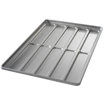 Chicago Metallic 41052 Glazed Aluminized Steel Blunt End Hoagie Bun Pan - 10 Molds