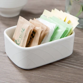 Villeroy & Boch 16-2238-1100 Bella 7.5 oz. White Porcelain Rectangular Sugar Packet Holder - 6/Case