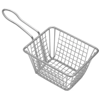 American Metalcraft MFRYBSKT 5" x 4" x 4" Mini Stainless Steel Fry Basket Server