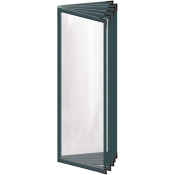 H. Risch, Inc. TE-12V Deluxe Sewn 4 1/4" x 14" Green 12 View Vinyl Menu Cover with Black Smooth Corners and Gloss Finish