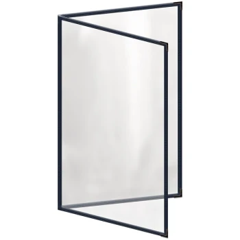 H. Risch, Inc. TED Deluxe Sewn 8 1/2" x 14" Blue 4 View Menu Cover with Black Smooth Corners and Gloss Finish