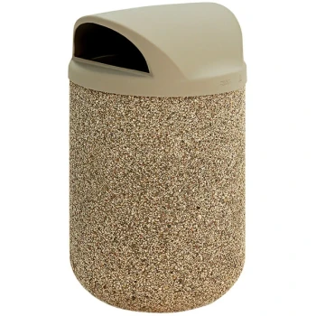Wausau Tile TF1100 31 Gallon Concrete Round Trash Can with Plastic Dome Top