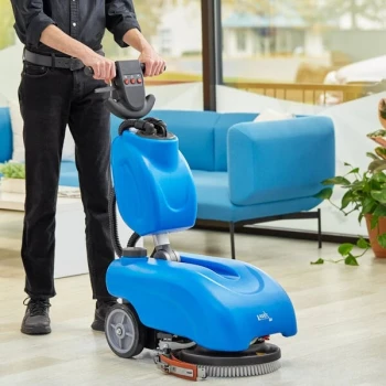 Lavex 13" AGM Cordless Walk Behind Disc Floor Scrubber with Scrub Brush - 3 Gallon