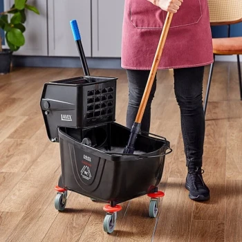 Lavex 26 Qt. Black Mop Bucket and Side Press Wringer Combo
