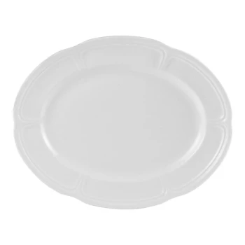 Steelite Distinction Monique 13" x 10 1/2" White Scalloped Oval Platter - 12/Case