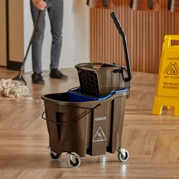 Carlisle OmniFit™ 9690401 35 Qt. Brown Mop Bucket with Side Press Wringer and Soiled Water Insert