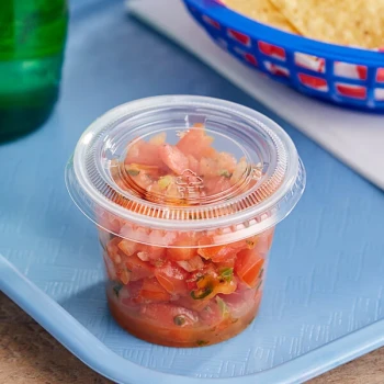 Choice 5.5 oz. Clear Plastic Souffle Cup / Portion Cup with PET Plastic Lid - 100/Case