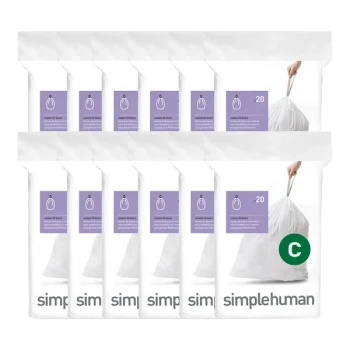 simplehuman CW0252MC 2.6-3.2 Gallon 25 Micron 20" x 13 7/8" Code C White Custom Fit Trash Can Liner - 240/Case