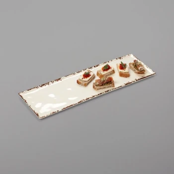 GET ML-2107-TC Tuscan 21" x 6 1/2" Melamine Rectangular Platter - 6/Pack