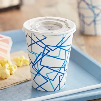 Choice 12 oz. Poly Paper Cold Cup and Flat Straw Slot Lid - 100/Pack