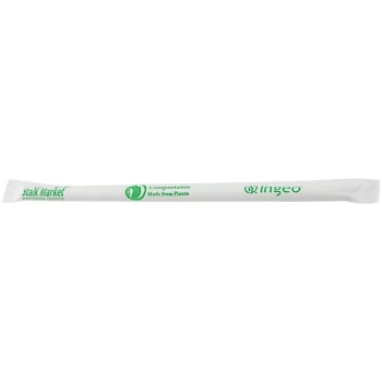 Stalk Market Planet+ PLA-S8W-C 7 3/4" Clear Giant Compostable Wrapped PLA Straw - 2,000/Case