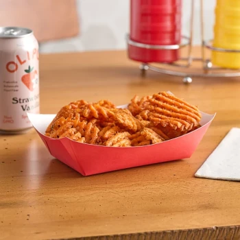 #300 3 lb. Solid Red Paper Food Tray - 500/Case