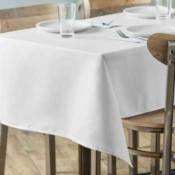 Choice 45" x 54" Rectangular White Seamless 100% Spun Polyester Hemmed Cloth Table Cover