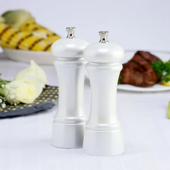 Chef Specialties 06802 Professional Series 6" Customizable Elegeance Pearl Metallic Pepper Mill and Salt Mill Set