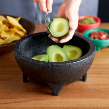 Choice Thermal Plastic 56 oz. Black Molcajete Bowl