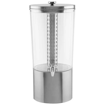 TableCraft 10451 4.5 Gallon Stainless Steel / Tritan™ Beverage Dispenser with Infuser / Ice Core