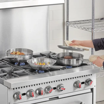 Vigor SS1 Series 5-Piece Induction Ready Stainless Steel Cookware Set with 3 Qt. Saucier, 3 Qt. Saute Pan, and 9 1/2" Fry Pan