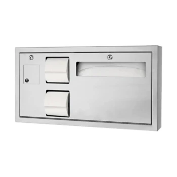 American Specialties, Inc. Traditional 10-0487-L-9 Surface-Mounted ADA Toilet Seat Cover / Toilet Tissue Dispenser with Disposal Bin