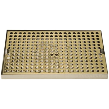Micro Matic DP-820DSSPVD-12 8" x 12" PVD Brass Surface Mount Drip Tray with Drain