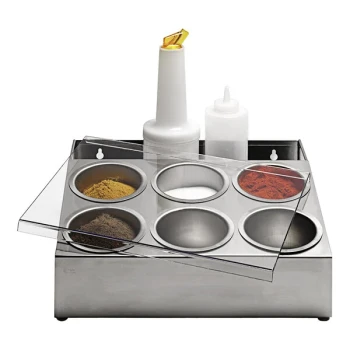 Matfer Bourgeat 6-Compartment Stainless Steel Spice Box / Condiment Bar