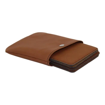 Franmara Suave 3 7/8" Rawhide Square Leatherette Coaster Set with Snap Pouch - 4/Set