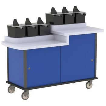 Lakeside 70550BL Royal Blue Condi-Express 6 Pump Dual Height Condiment Cart